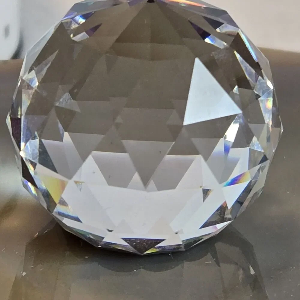 Swarovski Crystal Society SCS Black Swan Logo Faceted Crystal Ball Paperweight